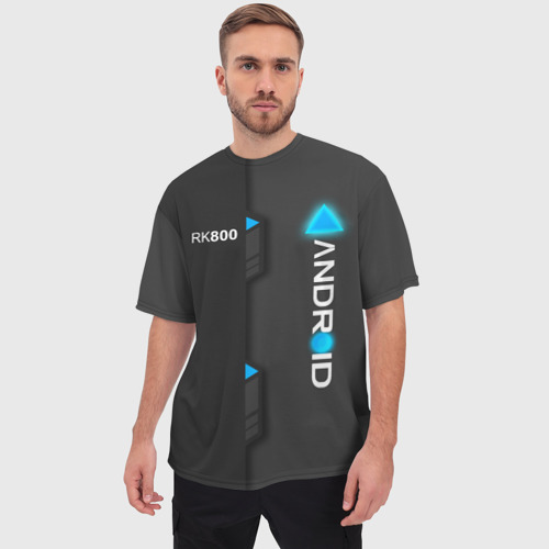 Мужская футболка oversize 3D RK 800 Connor detroit Become Human, цвет 3D печать - фото 3