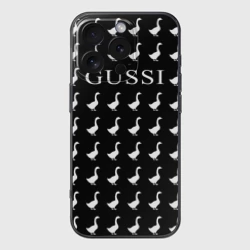 Чехол для iPhone 16 Pro силиконовый с защитой камеры Gussi Black