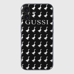 Чехол для iPhone 16 силиконовый с защитой камеры Gussi Black