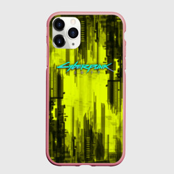 Чехол для iPhone 11 Pro Max матовый Cyberpunk 2077 желтый город