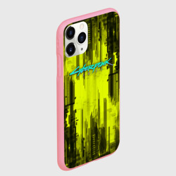 Чехол для iPhone 11 Pro Max матовый Cyberpunk 2077 желтый город - фото 2