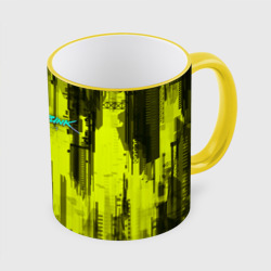 Кружка с полной запечаткой Cyberpunk 2077 желтый город