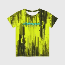 Детская футболка 3D Cyberpunk 2077 желтый город