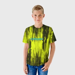 Детская футболка 3D Cyberpunk 2077 желтый город - фото 2