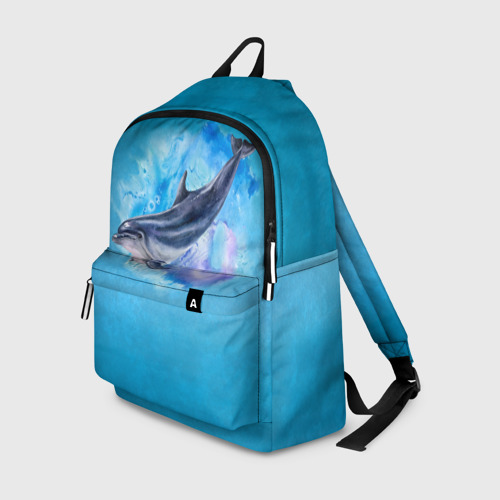 Рюкзак 3D с принтом Дельфин, вид спереди #2