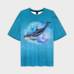 Мужская футболка oversize 3D Дельфин
