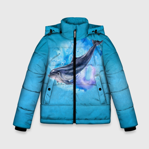 Зимняя куртка для мальчиков 3D Дельфин, цвет черный
