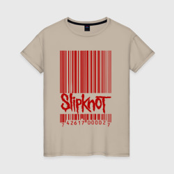 Женская футболка хлопок Slipknot штрих код