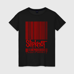 Женская футболка хлопок Slipknot штрих код
