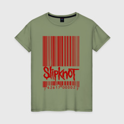 Женская футболка хлопок Slipknot штрих код