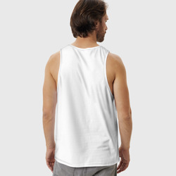Майка с принтом Slipknot штрих код для мужчины, вид на модели сзади №2. Цвет основы: белый