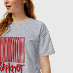 Женская футболка хлопок Oversize Slipknot штрих код - фото 2