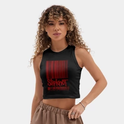 Женская укороченная майка-топ хлопок Slipknot штрих код - фото 2