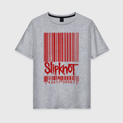 Женская футболка хлопок Oversize Slipknot штрих код