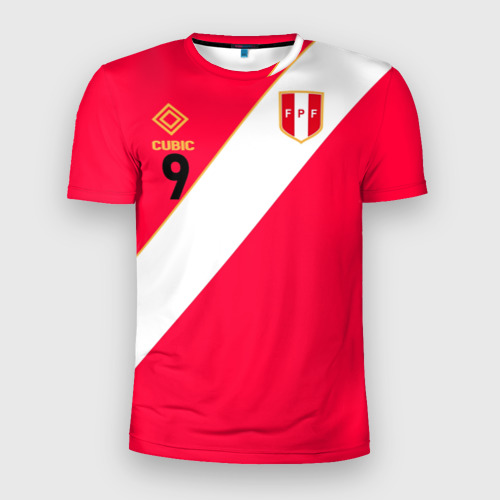 Мужская футболка 3D Slim Форма сборной Перу №9, цвет 3D печать