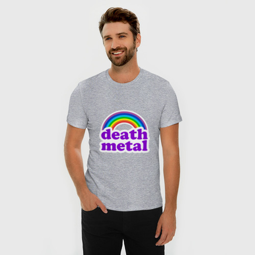 Мужская футболка хлопок Slim Death metal, цвет меланж - фото 3