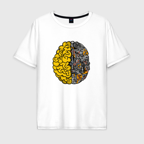 Мужская футболка из хлопка оверсайз с принтом Мозг, вид спереди №1