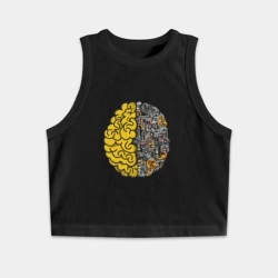 Женская укороченная майка-топ хлопок Мозг