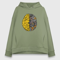 Женское худи Oversize хлопок Мозг