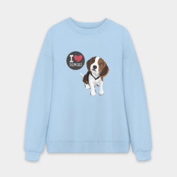 Мужской свитшот oversize без начеса хлопок Я люблю Бигля