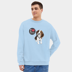 Мужской свитшот oversize без начеса хлопок Я люблю Бигля - фото 2
