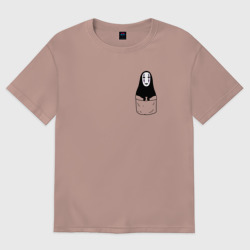 Женская футболка хлопок Oversize Безликий бог в кармане
