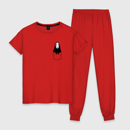 Женская пижама хлопок Безликий бог в кармане, цвет красный