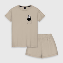 Женская пижама с шортиками хлопок Безликий бог в кармане