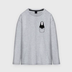 Женский лонгслив oversize хлопок Безликий бог в кармане