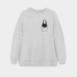 Женский свитшот oversize без начеса хлопок Безликий бог в кармане