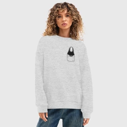 Женский свитшот oversize без начеса хлопок Безликий бог в кармане - фото 2