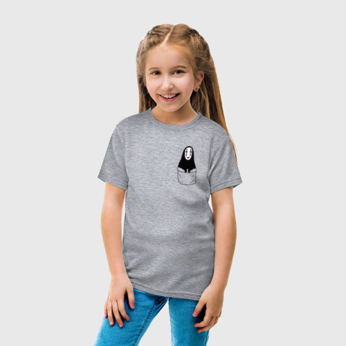Детская футболка хлопок с принтом Безликий бог в кармане, вид сбоку #3