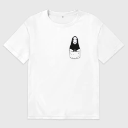 Женская футболка хлопок Oversize Безликий бог в кармане