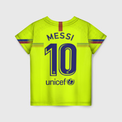 Футболка с принтом Messi away 18-19 для ребенка, вид сзади №1. Цвет основы: белый