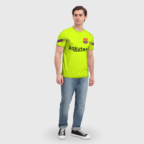 Мужская футболка 3D с принтом Messi away 18-19, вид сбоку #3