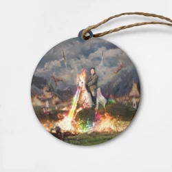 Деревянная игрушка круг Ким Чен Ын на Единороге