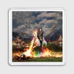 Магнит 55*55 Ким Чен Ын на Единороге