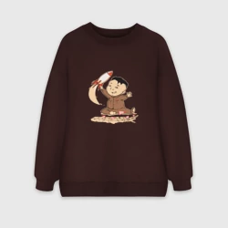 Женский свитшот oversize без начеса хлопок Ким чен ын с ракетой