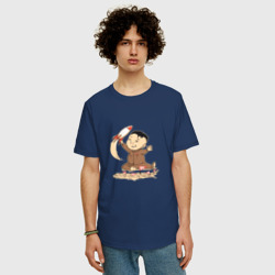 Мужская футболка хлопок Oversize Ким чен ын с ракетой - фото 2