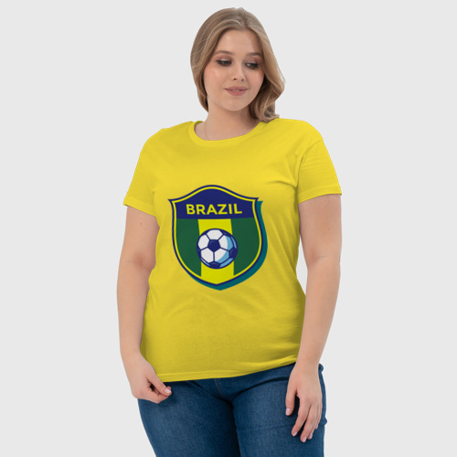 Женская футболка хлопок Бразилия, цвет желтый - фото 6