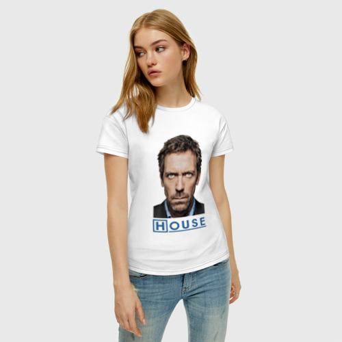Женская футболка хлопок Доктор Хаус, цвет белый - фото 3