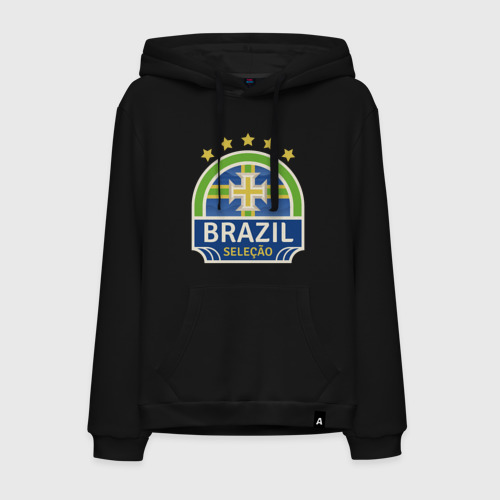 Мужская толстовка хлопок Футбол - Бразилия, цвет черный