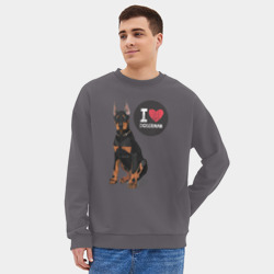 Мужской свитшот oversize без начеса хлопок Я люблю Добермана - фото 2