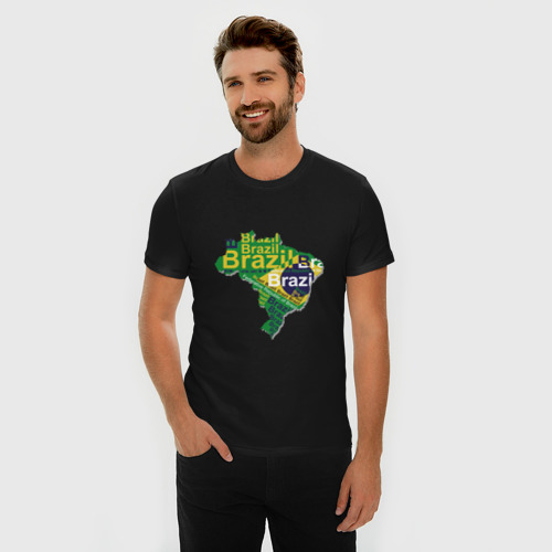 Мужская футболка хлопок Slim Бразилия, цвет черный - фото 3