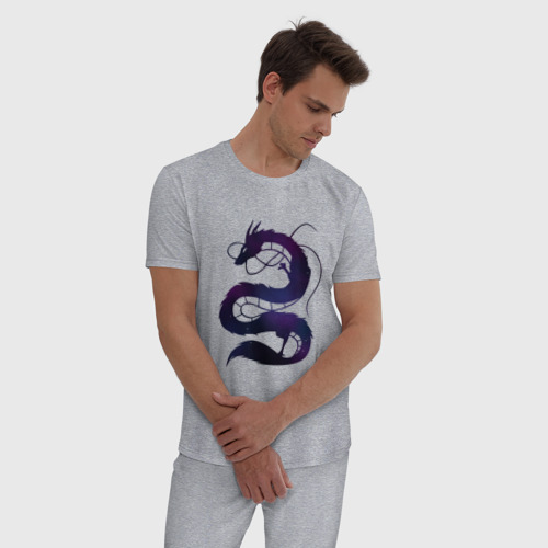 Мужская пижама хлопок с принтом Дракон Хаку в звездном небе, фото на моделе #1