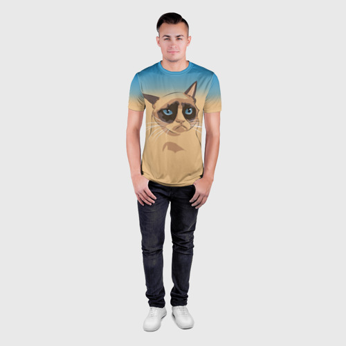 Мужская футболка 3D Slim Grumpy cat ART, цвет 3D печать - фото 4