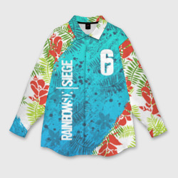 Женская рубашка oversize 3D R6S sunsplash premium pack Rainbow Six Siege summer тропики