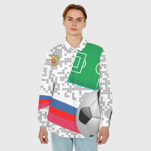 Мужская рубашка oversize 3D Русский футбол, цвет белый - фото 3