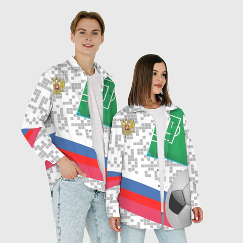 Мужская рубашка oversize 3D Русский футбол, цвет белый - фото 6