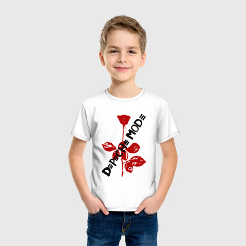 Детская футболка хлопок с принтом Depeche Mode, фото на моделе #1